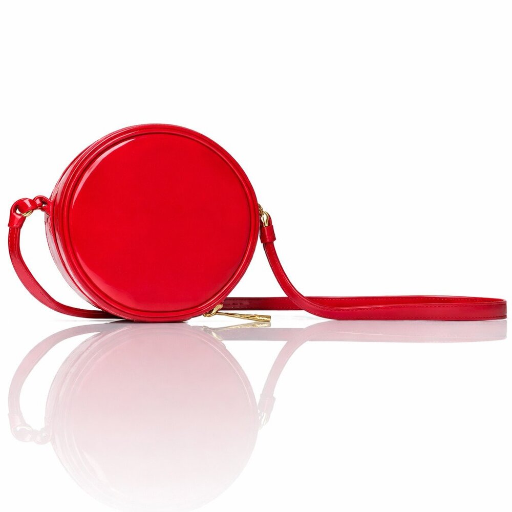 Marc Jacobs Red Patent Leather Round Mini Crossbody Bag New - Picture 5 of 6